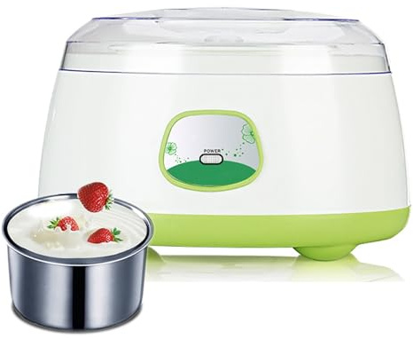 Yogurtiera Automatica, Macchina per Lo Yogurt con Contenitore Interno in Acciaio Inossidabile da 1,2 Litri, Facile da Usare, Ideale per L'uso Domestico(Green)