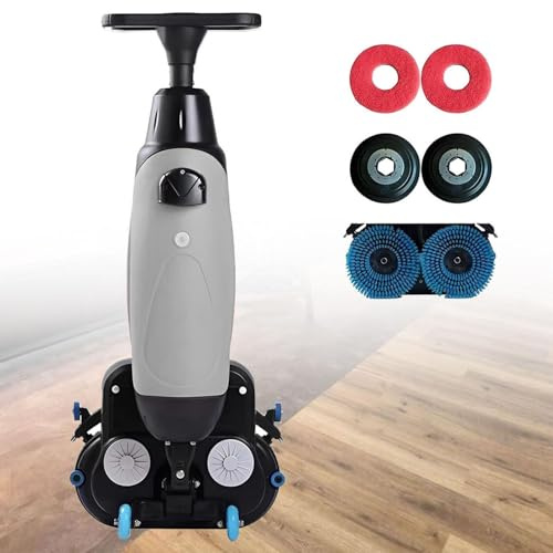 AiODiO Autolaveuse Commerciale Portable, autolaveuse autoportée, avec Double Brosse rotative à 360°, 240 TR/Min, Facile à Utiliser, Batterie de 90 à 120 Min, pour la Maison Grey