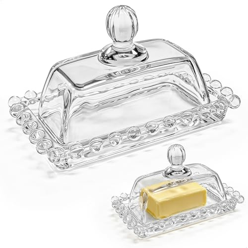 10,8 * 6,7 * 6,5 CM Beurrier Verre Avec Couvercle, Beurrier en Verre, Beurriers Carré Avec Couvercle, Petit Beurrier, Adapté À Une Utilisation Au Réfrigérateur Et Sur la Table