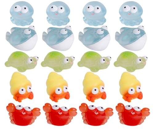 PRETYZOOM 30pcs Figurines Miniatures d'animaux Marins en Résine pour Décoration de Jardin et Maison de Poupée, Modèles Adorables et Colorés pour Aménagement de Scène
