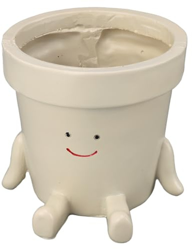 TOPINCN Vaso da Fiori Seduto, Fioriera in Resina con Viso Carino con Fori di Drenaggio per Piante da Interno Ed Esterno Giardino Decorativo Balcone Soggiorno Mini Vasi per Piante