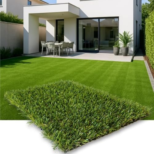 GrecoShop Prato Sintetico 1x5 m Tappeto Erba Artificiale Altezza 20 mm Manto Erboso Drenante per Giardino Terrazzo Balcone Esterno Realistico Resistente UV Facile Installazione