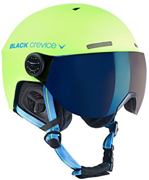 Black Crevice Unisex – Adult Ski Helmet Gstaad with Visor, Blue, S (51-53), Lime Blue/Visor Blue, 51-53 cm