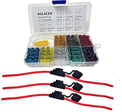 KOLACEN Bilbil normal standard bladtyp säkring blandade kit 81 delar + 3 delar inbyggd 12 mätare standardsäkringshållare
