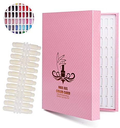 Noverlife 216 Color Chart Display Book With False Tips, Professional Salon Gel Polish Swatches Practice Card Design Board