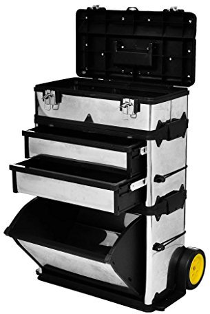 Tidyard Cassetta Carrello Trolley Porta Attrezzi con 3 Componenti (la Tradizionale Cassetta degli Attrezzi, Il vano a 2 cassetti e la Grande Scatola Inferiore)
