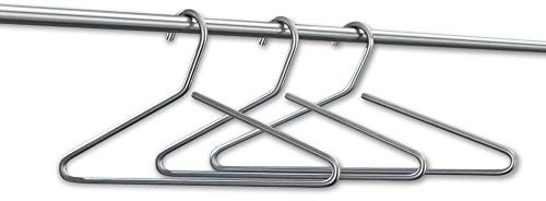 PHOS Design KB2 - Set di 3 grucce in acciaio INOX opaco, curve, per guardaroba, porta abiti