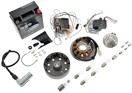 Simson Vape Zündanlage M-G S51 Komplett Set mit wartungsfreie 12V 5Ah Batterie (incl. 7,50 EUR Batteriepfand), Hupe, Kugellampen
