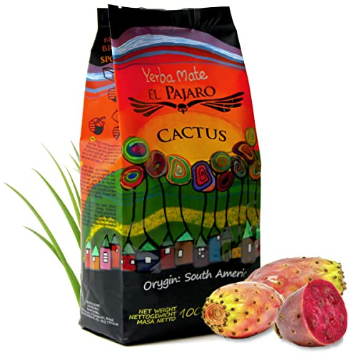 Yerba Mate-Tee El Pajaro Cactus 1000g | Starkes Paraguayisch yerba mate tee | Natürliche ausgewählte Inhaltsstoffe |Kaktus in Pulverform und Zitronengras | Yerba mate tee loose leaf 1 kg
