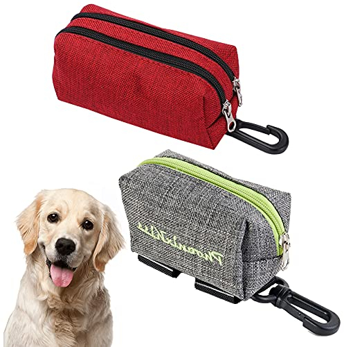 2 Stück Hunde KOT Müllsack Halter,Poop Müllsack Spender Reißverschluss Tasche,Kotbeutelspender,Beutelspender Oxford Hundekotbeutel Spender mit,Klettverschluss Haustier Müllsack