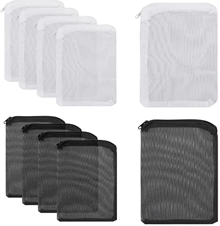 Cobee Aquarium Filter Bags,10Pcs Fish Tank Media Mesh Filter Bag with Plastic Zipper, High Flow Media Mesh Filter Bags for Fish Tank Bio Balls(1mm Mesh Hole)