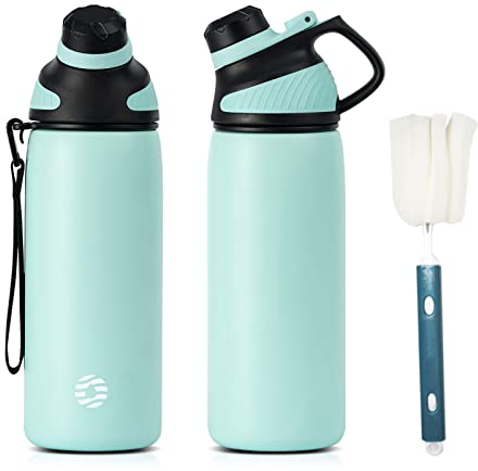 Fjbottle Borraccia Termica Senza Perdite, bici Bottiglia Termica 1L, 800ml, 600ml, 400ml Senza BPA Borracce acciaio inox per Bambini Scuola, Sport, Campeggio, Yoga, Palestra, Ciclismo