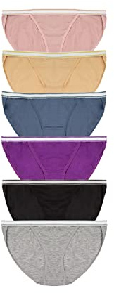 Nabtos Cotton Women's Bikini Panties Underwear Stripes (Pack of 6), multicoloured, S