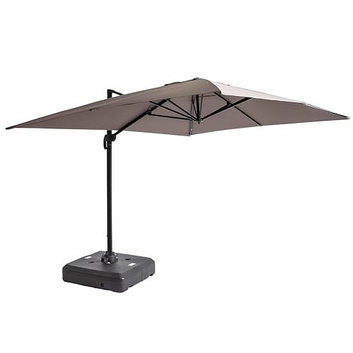 Oviala Parasol déporté 4x3 m 360° inclinable + à Lester sur Roues Taupe