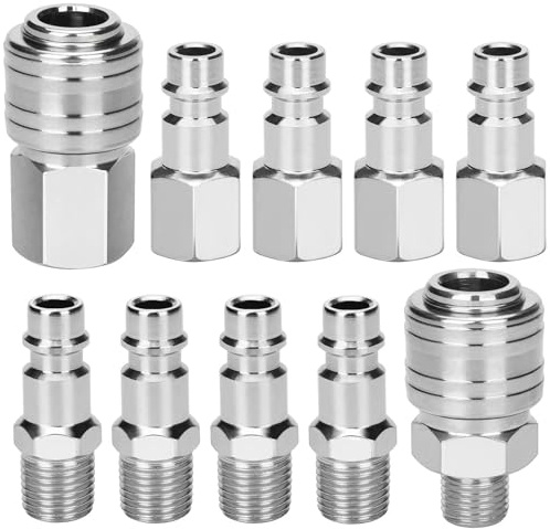 Adamyee 10 racores de aire comprimido Euro Air, conexión rápida 1/4 BSP macho hembra para tubo acoplamientos compresor – Pistola para compresores de aire y pistolas de aire