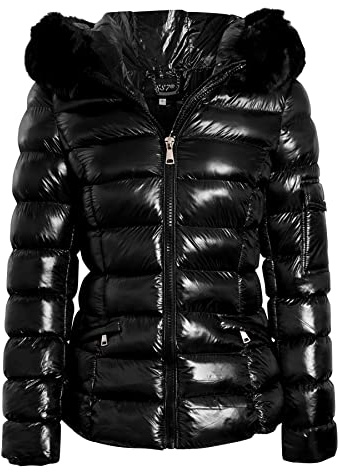 SS7 Womens Shiny Faux Fur Puffer Coat