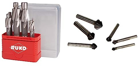 Ruko 102454 Flachsenkersatz DIN 373 HSS M3 - M10 & A102156F Kegel- und Entgratsenker Satz Tiain