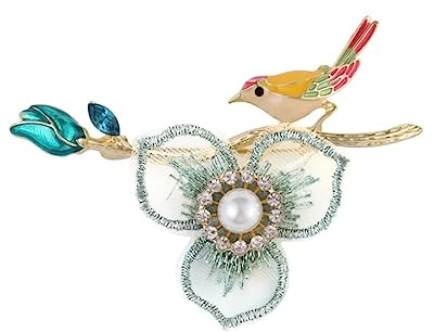 YAHOYA Creative Brodé à la Main Magpie Bird Tissu Broche Boucle Retro Hanfu Cheongsam Enamel Pin Brooch Accessoires pour Femme