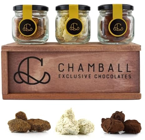 Caja de Chocolates para Regalar, 15 Trufas de Chocolate Belga con: Pistacho, Chili, Cookies y Nuez Moscada, Rocas de Chocolate ideal Caja regalo Chocolate con Trufas Magicas, Chocolate box de CHAMBALL