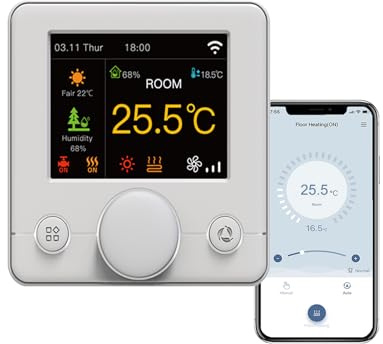 Qiumi Smart WiFi Knob Color Thermostat Air Conditioning with 2-Tube, Works with Alexa Google Home,95~240V AC