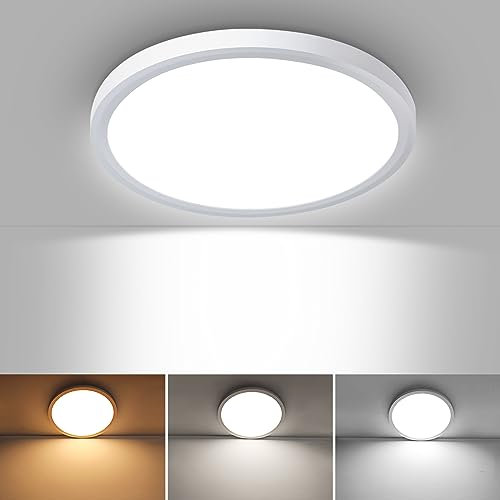 Smanu LED Ceiling Light,18W 1800LM,3 Color Temperatures in One 3000K/4000K/6000K,Waterproof Flush Mount Ceiling LED for Bathroom,Living Room,Dining Room,Kitchen,Office,Ø23CM