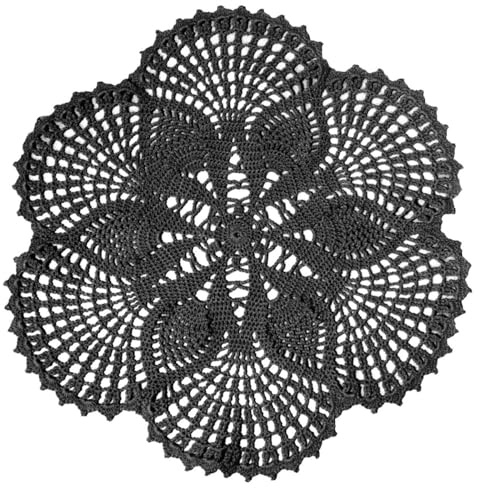 BOMHCS Napperon rond fait à la main en dentelle au crochet de 38,1 cm à 43,2 cm, 6 pétales de fleurs, dessous de verre, napperons vintage (1, gris foncé)