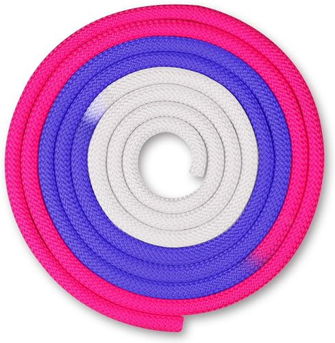 DRUNA Corde de Gymnastique Rythmique 3 m Multicolore INDIGO (Blanc-Violet-Cyclamen)