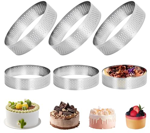 Ulsam Cake Mold, 6pack Stainless Steel Cake Ring Set 8CM Tart Rings Crumpet Rings, Round Shaped Cake Rings Pastry Rings Cake Mould Cake Rings for Muffin Ring DIY Tart Ring