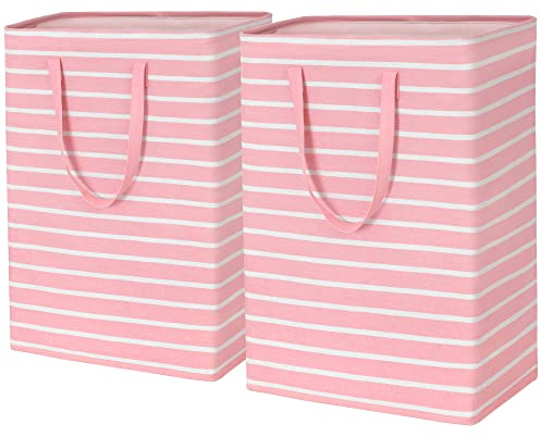 TIMEYARD Wäschekorb Groß Wäschesammler Faltbar 75L Rosa 2er Set | Praktischer Wäschekorb für Kinderzimmer und Schlafzimmer Viel Platz für Kleidung Spielzeug und Textilien mit faltbarem Design