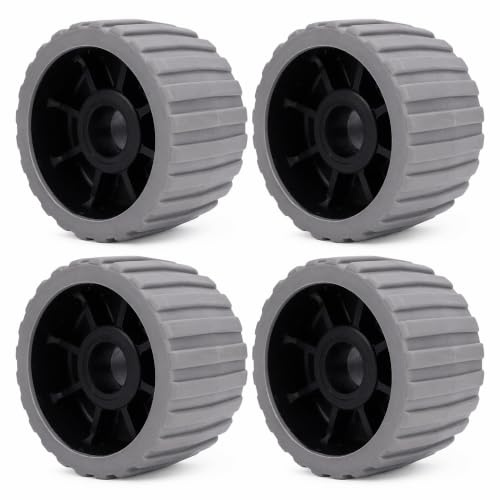 Jiawu Rouleau Oscillant, Rouleau de Remorque de Bateau pour Accessoires de Bateau de Pêche, 4 Rouleaux Oscillants de Remorque, Rouleau Oscillant nervuré pour Remorques de Bateaux (Grey)