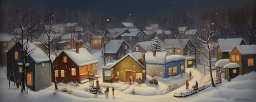 Winter Diamond Painting Erwachsene Groß XXL 90x270cm Kleinstadt Diamond Painting Zubehör Voll Set, 5D Diamond Art Painting Kinder Strass Stickerei Malerei Set für Zimmer Deko Wohnzimmer Gifts