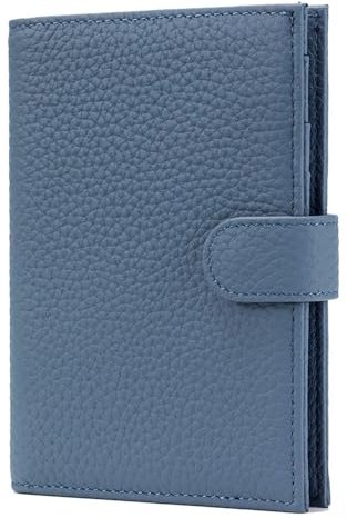 Karmiir RFID Passport Holder for Travel, Leather Passport Sleeve with Card Holder, SIM Slot, Zipper Coin Pocket and Cash Pocket, Slim Compact Travel Wallet, darkblue, 10.5 * 14 * 1.5 cm / 4.1 * 5.5