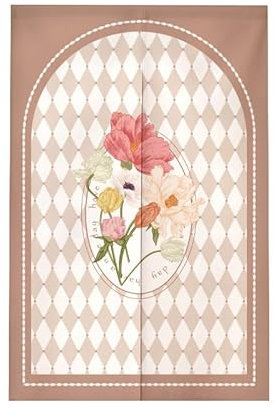 Türvorhang Rosa Geometrische Blume Türvorhang Insektenschutz Polyester Raumteiler Vorhang mit Teleskopstange Vorhang Kurz Küchenvorhang Fliegenvorhang Terrassentür Waschbar Tür Vorhang 80x200cm