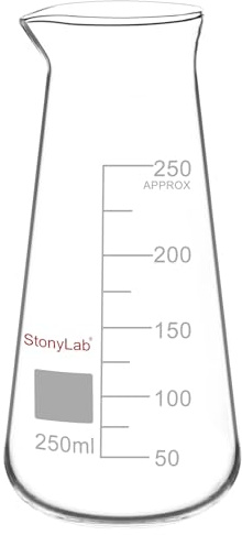 stonylab Glass Beaker, High Borosilicate Glass Triangular Beaker with Spout, Durable and Heat Resistant Glassware for Laboratory Use, Ideal for Mixing and Heating Liquids, 250 ml