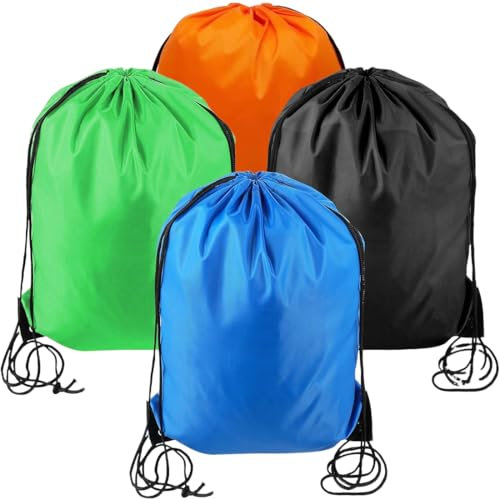 KOLZEMV Impermeabile Sacca Sportiva, 4 Pcs da Ginnastica, Asilo, per Palestra Borsa da Viaggio Zainetto Scarpe Scuola Stoffa sacca sportiva, sacca scarpe, sacca zaino per Bambini Adulti