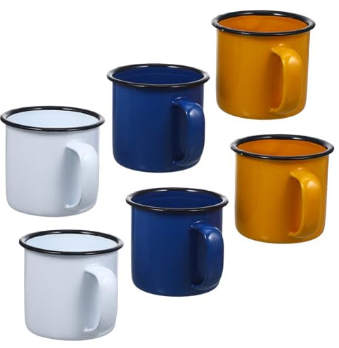Zerodeko 6 Pezzi Retro Tazza Smaltata Tazze Da Caffè Per Adulti Tazza Da Caffè Smaltata Da Brocca Per Il Latte Tazze Da Campeggio Smaltate Da Latte Vintage
