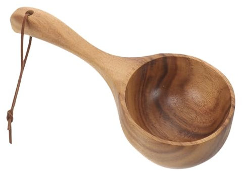 Ipetboom Wood Ladle Bath Water Scoop for Shower Water Dipper Spoon for Bathroom Sauna Ladle Convenient Household Kitchen Gadget