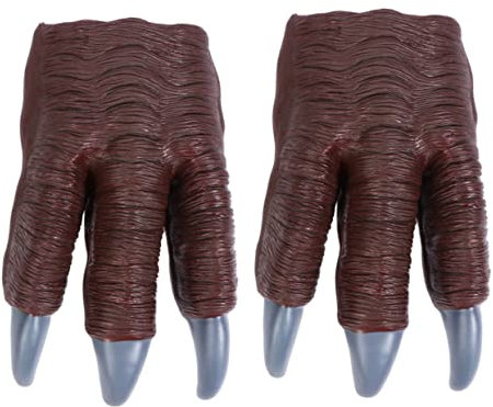 BESTonZON Dinosaurier Pfoten Handschuhe Kinder Cosplay Velociraptor Klauen Spielzeug 2 Stück Braun Mit Blauen Krallen Für Party Und Rollenspiel