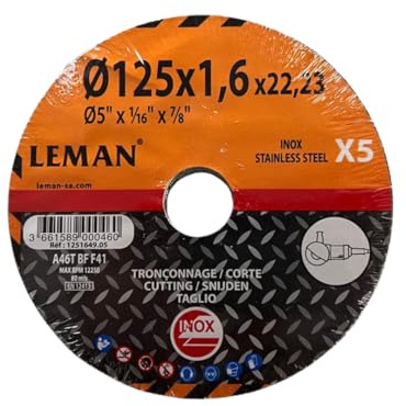 Dischi da taglio 125 x 1,6 x 22,23 (Set da 5) Professionali e resistenti, Rivestimento al Carburo di Tungsteno, per tagli netti e precisi