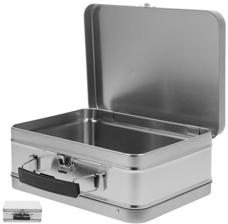Cabilock Multifunctional Retro Metal Lunch Box with Handle Lid Leakproof Storage Container for Snacks Food Tin Box with Capacity for Personal Use Gifting