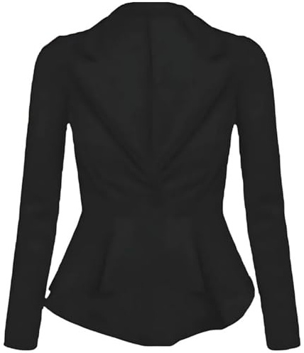 harlogistics Peplum Blazer for Women - Open Front Long Sleeve Jacket Coat - Casual Slim Fit Coat for Ladies - Perfect for Work Office, Meeting, Dailywear (Black, 10)
