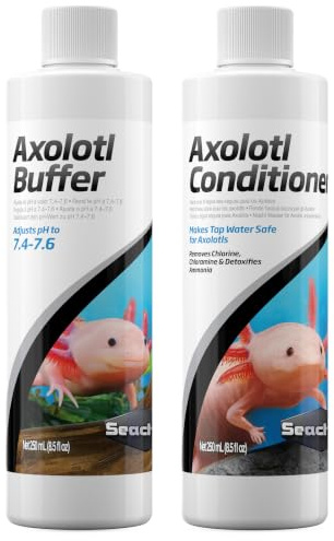 Axolotl Pflegeset - Axolotl Conditioner 250 ml & Puffer 250 ml inklusive Trinity Treats Mikrofaser-Reinigungstuch, Axolotl Pflegeset für Tankbedarf & Zubehör für gesundes Wasser im Aquarium oder Tank