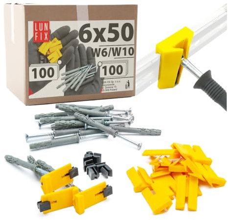Clip di fissaggio per 23 mm, set da 100 pezzi | con tasselli a percussione 6 x 50 mm