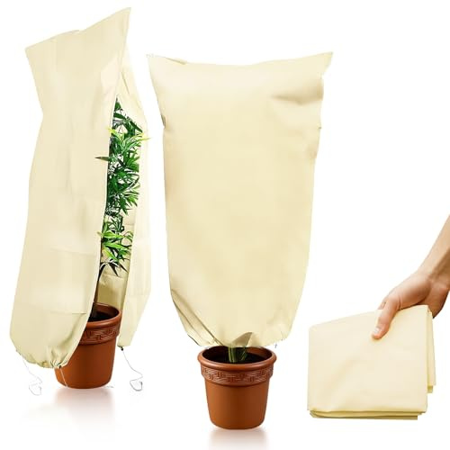 Winterschutz für Pflanzen, 2 Stück 120*180cm Pflanzenschutzhaube, Winterschutz Kübelpflanzensack Wiederverwendbar Frostschutz Pflanzenschutz,pflanzen winterschutz für Palmen,Olivenbaum Kübelpflanzen