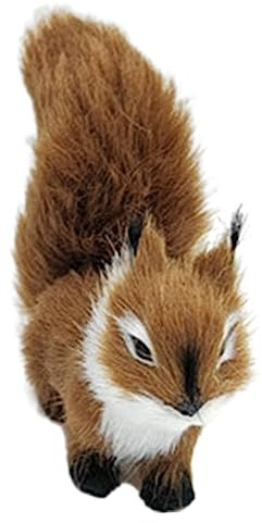 Abaodam Eichhörnchen Figur Braun aus Kunststoff mit Kunstfell, Deko | Gartendekoration für Hof und Außenbereich, Realistische Optik als Tierornament