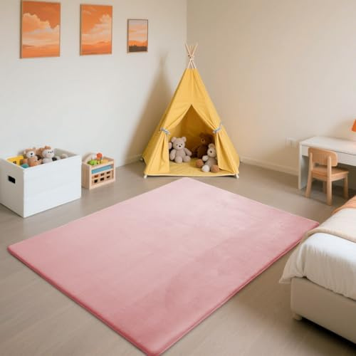 SETHEPACE Krabbelmatte Baby, 3CM Dicker Spielmatte Baby (Rosa, 200x200CM) | Luxuriöser Komfort, Langlebigkeit, Haarabweisendes Enges Geflecht, Rutschfeste Unterseite, Weich Babyteppich für Schlafzimmer