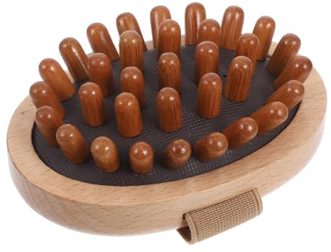 Holz Kopfhautmassagebürste Manuell für Kopfhaut und Beine Zuhause | Bambus und Gummi, Meridianstimulation, Angenehmes Gefühl, Leicht zu Reinigen, Reise und Heimgebrauch