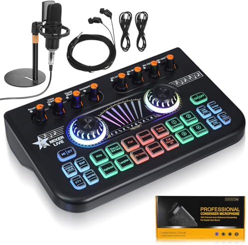 KOMBIUDA Petit Mixeur Stéréo Mixeurs Audio Équipement De Diffusion en Direct Kit DJ Carte Son Console De