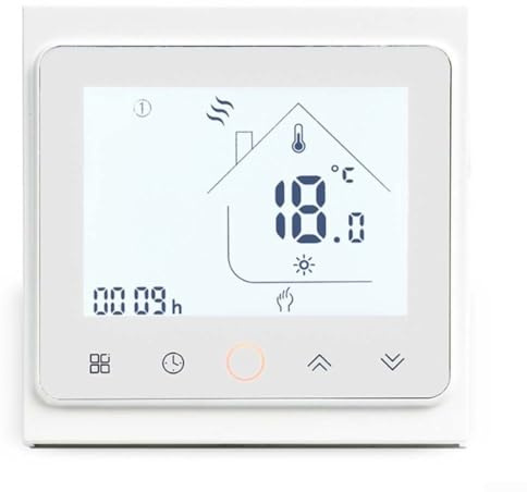 Termostato elettrico per riscaldamento a pavimento Smart WiFi, con touch screen LCD, capacità 16 A e controllo programmabile 5+2 per la gestione della temperatura ambiente e pavimento, per sistemi