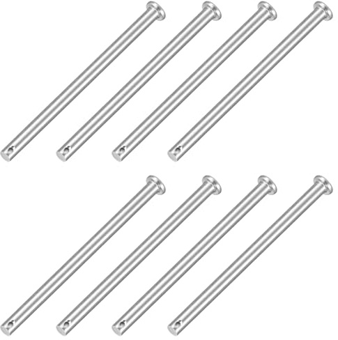 QUARKZMAN 8 Stück M6 x 100mm Einloch Gabelbolzen 304 Edelstahl Flachkopf Gabelbolzen Sicherungsbolzen Für Anhängerkupplung Mechanikerreparatur Möbelmontage Industrieausrüstung